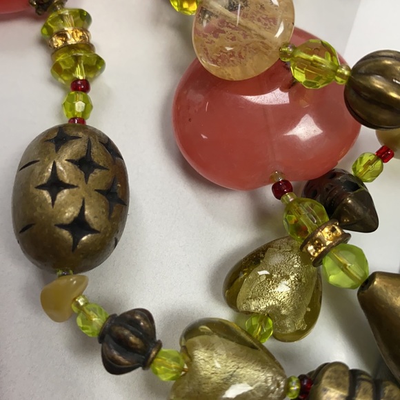 Boho Bold Mixed Chunky Bright Necklace 22" Rare - Picture 7 of 9
